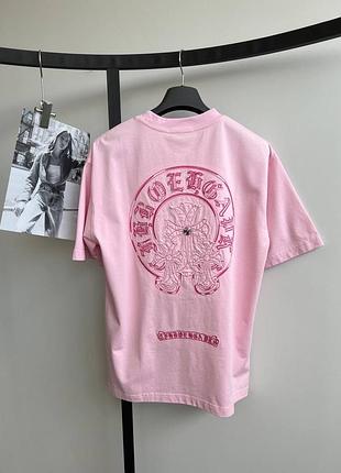 Літня жіноча рожева футболка оверсайз з вишивкою