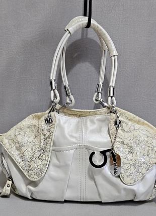 Интересная кожаная перламутровая сумка