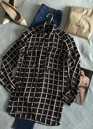 Розкішна блуза в карту подовженого крою в розмірі 12