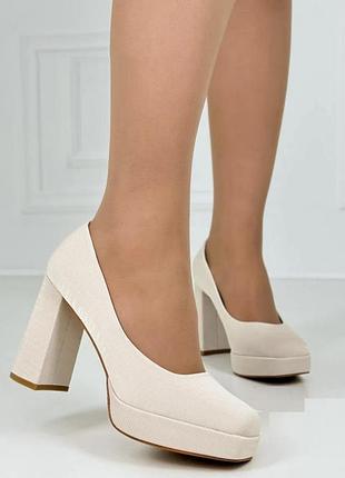Туфли женские loretta высокий каблук бежевые