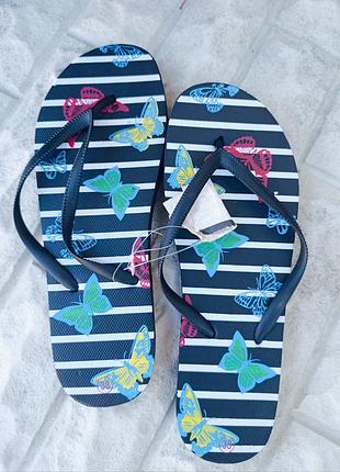Женские вьетнамки шлепанцы с бабочками 41