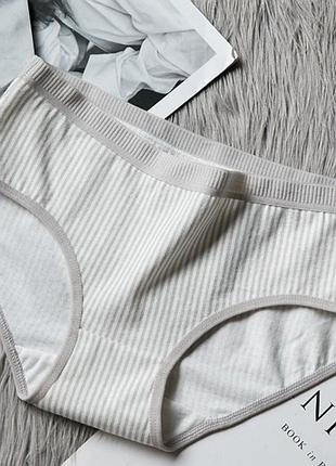 Полосатые трусы-слипы женские хлопковые серые xl