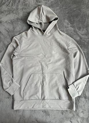 Худі бавовняне базове сіре без утеплення з кишенею кофта