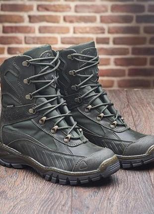 Зимові, справжні чоловічі тактичні черевики, берці, вологостійкі, водонепронекні 816-хаки кожа
