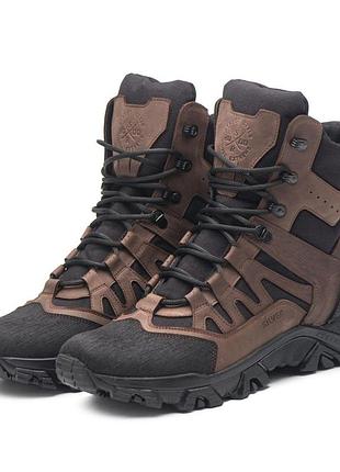 Зимові, справжні чоловічі тактичні черевики, берці, вологостійкі, водонепронекні коричневі т3-305-корич