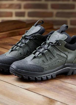 Тактичні літні кросівки для чоловіків та жінок з дуже міцною підошвою виконані в кольорі хакі 01-л-хакі