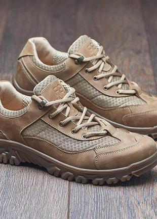 Тактичні літні кросівки з дуже міцною підошвою в кольорі кайот артикул в-3 сетка кайот