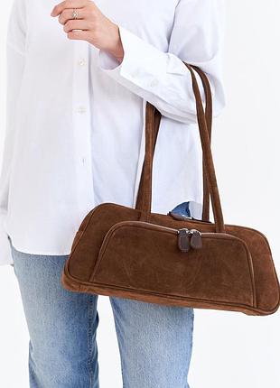 Карамельна сумка зі шкіри та замші