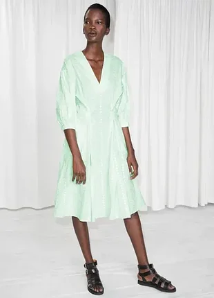 Платье с вышивкой, облегающее и расклешенное other &amp;stories m-l размер