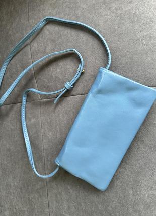 Сумка кросбоді - клатч zara шкіряна блакитного кольору