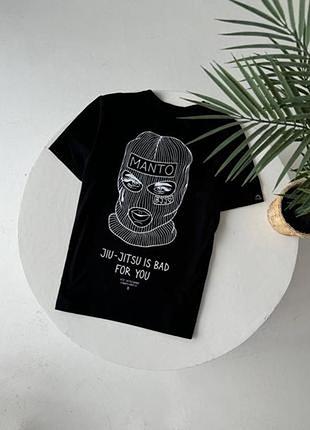 Чоловіча чорна та біла футболка manto jiu-jitsu в балаклаві для тренування