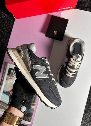 Жіночі кросівки new balance 574 dark grey beige