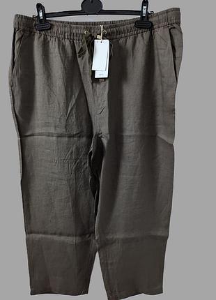 Брюки женские льняные mango манго,брюки, лен,хаки,зеленые,кюлоты,на резинке,чинос,хулиганки, чинос,чино