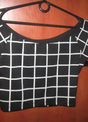 Топ cropped клетка черно-белый