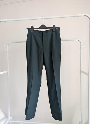 Классические темно-зеленые брюки | высокая посадка | размер м