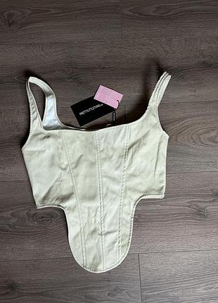 Новый топ-корсет из эко кожи в молочном цвете