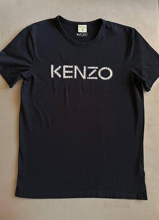 Футболка kenzo paris оригинал s 100% хлопок хлопковый глубокий синий