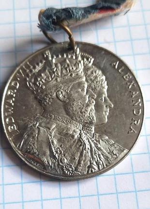 Медаль рідкісна "боже храни короля". 1903  13т