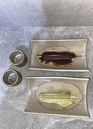 Керамічні тарілки для закусок і соусниці шотландія ручна робота