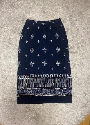 Длинная прямая юбка вискоза на запах цветочный принт