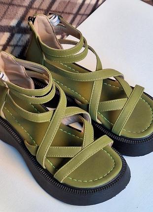 Летние оливковые босоножки сандалии на лето 36р (23см),