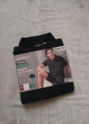 Мужская льняная рубашка с коротким рукавом