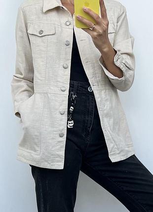 Удлиненная летняя куртка рубашка без подкладки 80% рамии, 20% коттон