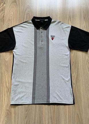 Мужская винтажная удлинённая хлопковая поло antigua chicago bulls