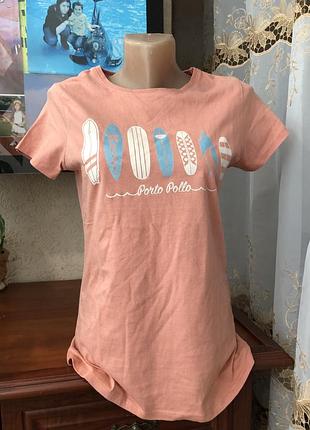 Стильна футболка котон нова ніжного пудрового відтінку