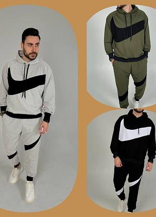 Костюм nike big swosh black (зіпер+штани)