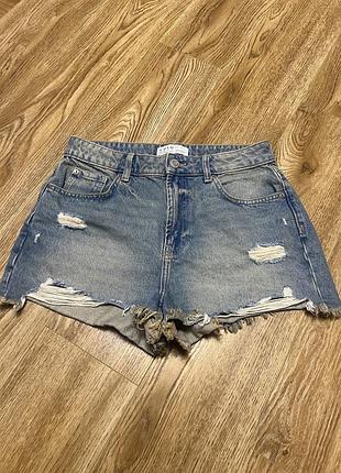 Шорти джинсові блакитні з необробленим низом primark