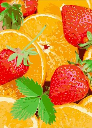 Картина по номерам в подарочной коробке клубника и апельсин as1054