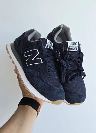 Чоловічі шкіряні кросівки new balance 574 • dark blue
