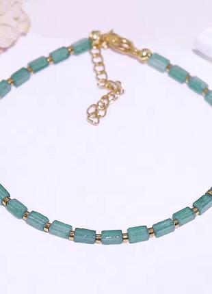 Браслет з зеленого авантюрина натуральний камінь буси жіноча прикраса авантюрин