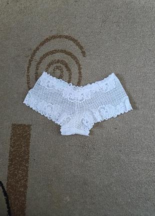 Трусики шорты ажурные белые