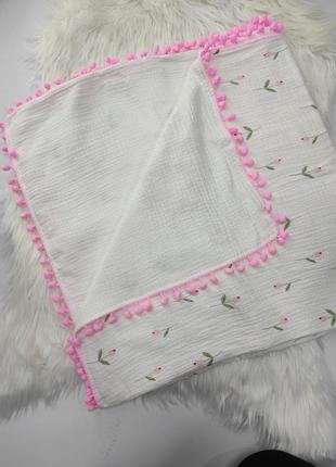 Детский муслиновый плед 100 см на 100 см двухсторонний