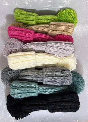 Стильні зимові в'язані шапки для дітей та дорослих 54-60