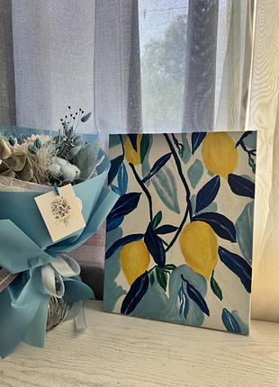 Картина маслом с лимонами