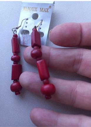 Серьги подвески красные кораллы bijoux max. винтаж