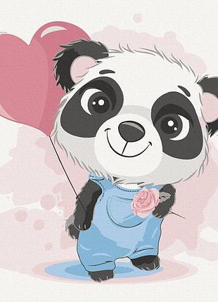 ✨ картина за номерами 🎨 дитяча тематика, дитячі 🎨 art craft "панда з кулькою" 30х30 см 15534-ac 🎨