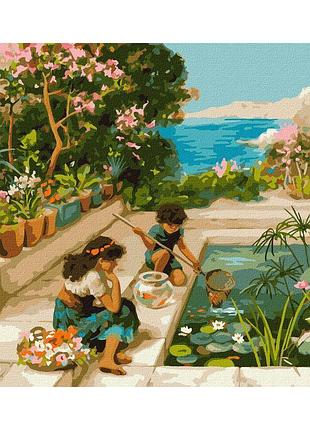 ✨ картина по номерам 🎨 ангелы и дети 🎨 "наша золотая рыбка" ©william stephen coleman kho2554 40х50 см идейка