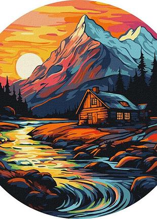✨ картина за номерами 🎨 пейзаж, природа 🎨 "будинок біля струмка" kho-r1015 діаметр 29 см 🎨 від stop stress
