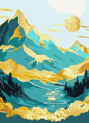 ✨ картина по номерам 🎨 пейзаж, природа 🎨 "восход солнца в горах" kho5105, идейка с красками металлик 40х50🎨