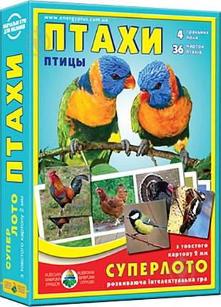 Детская настольная игра супер лото "птицы" 81930 карточки птиц — 36 шт