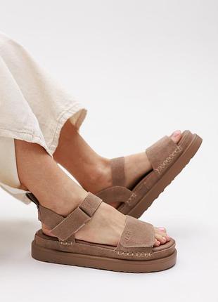 Сандали женские замш 591880 бежевые