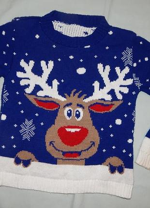 Свитер новогодний олень модный 6 лет