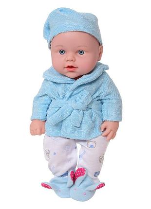Детский игровой пупс в пижаме 252-a(blue) 36 см, звук, голубой