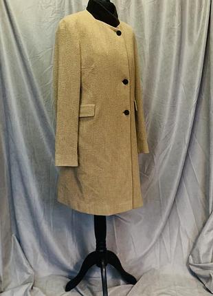 Винтажное женское шерстяное пальто bogner, бежевое, размер м2 фото