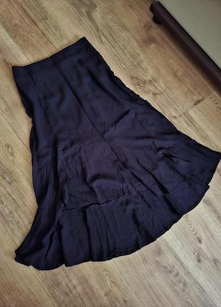 Черная длинная юбка на резинке