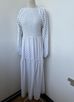 Неймовірна довга біла сукня в горошок asos красива шарова сукня максі в підлогу в горох